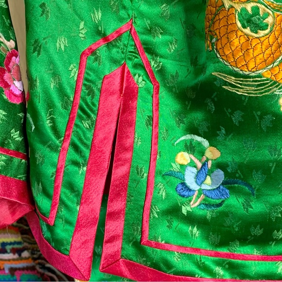 50s China Silk Embroidered Pajamas - Picture 11 of 16